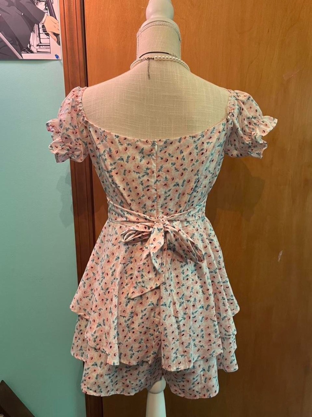 Pink floral romper dress - Picture 2 of 2